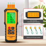 4-Channel K-Type Temperature Thermometer with LCD Backlight Measurement Range- 328℉~2501℉,YMZMeter Temperature Data Logger Comes with 4 PCS Thermocouple Probe Sensor -104℉~752 ℉ 9V Battery Included.