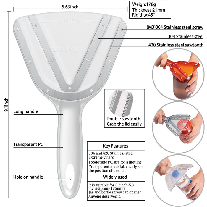 Uinxan Jar Opener for Weak Hand & Seniors with Arthritis,Easy Twist Off Bottle Caps,Patent | Unique Kitchen Gadgets, Christmas Gifts for Elderly/Women/Men(Transparent)