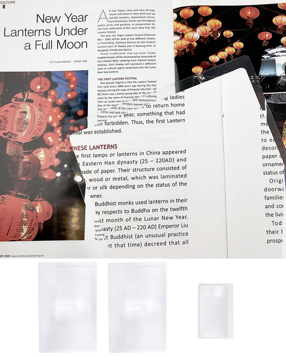 MAGDEPO 3x Magnifying Sheet Full Plastic Page Area with Small Card Magnifier Fresnel Lens, DIY Projection & Solar Collector Ideal for Reading Newspapers, Small Print, and Documents.