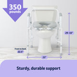 Medline Drop Arm Commode Chair for Adults and Seniors, Padded Seat, Removable Pail, Splash Guard, Drop-Down Arms, 350 lb. Weight Capacity