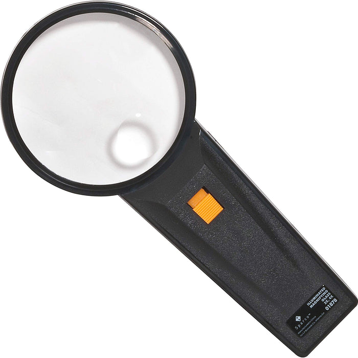 SPARCO 01878 Illuminated Magnifier, Round, 2X Main/4X Bifocal, 3" Dia, BK