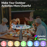 Fly Fans for Tables, Fly Fan for Outdoor Indoor Keep Flies Away, Portable Table Top Fan with LED Light, Fly Spinner with Soft Holographic Blades for Picnic, Restaurant, Party, Home, and BBQ (4 Pack)