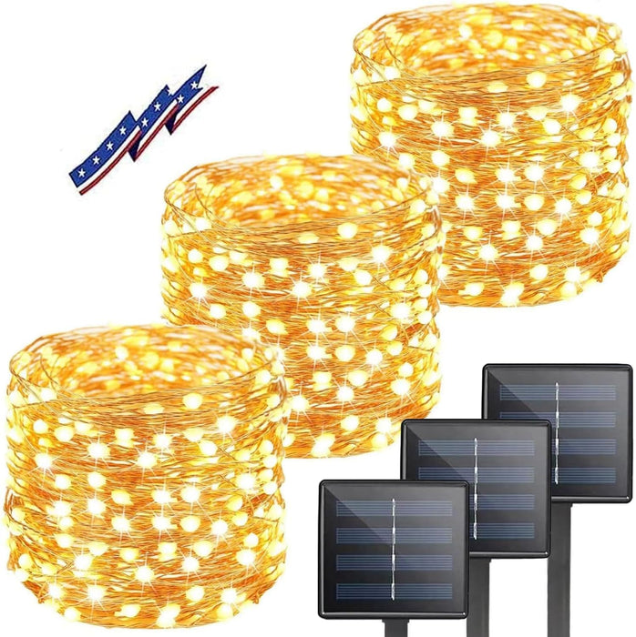 Solar Christmas String Lights Outside, 3 Pack Total 120FT 300 LED Solar Garden Twinkle Lights Outdoor, Waterproof with 8 Modes Solar Fairy Lights for Patio Party Wedding Christmas Decor (Warm White)