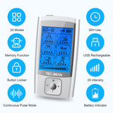 TEC.BEAN Tens Ems Unit 24 Modes Muscle Stimulator for Pain Relief Therapy, Rechargeable Electronic Pulse Massager Muscle Massager with 8 Pads Great for Treating Pain and Muscle Relief