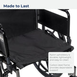 Drive Medical K318DFA-ELR Cruiser III Lightweight Folding Wheelchair with Flip Back Detachable Full Arms and Elevating Leg Rest (Black, 18 Inch, 39lbs)