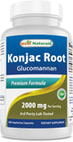 BEST NATURALS Konjac Root 2000mg Tablets - 180 Count