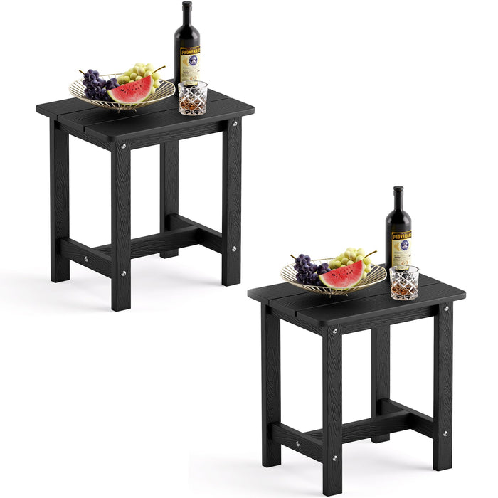 LUE BONA Outdoor Side Table Set of 2, HDPS Small Outdoor Table, Adirondack Side Table, Outside End Table for Patio, Porch, Deck, Pool, Weather Resistant/Easy Maintenance/Indoor or Outside Use, Black