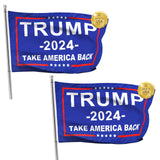 2024 Trump Flag for Take America Back, 3x5 Ft Polyester Banner with Brass Grommets Outdoor, Decoration Premium Presidential Election Banner 100D Polyester, UV Protection, 2 flags Made in USA