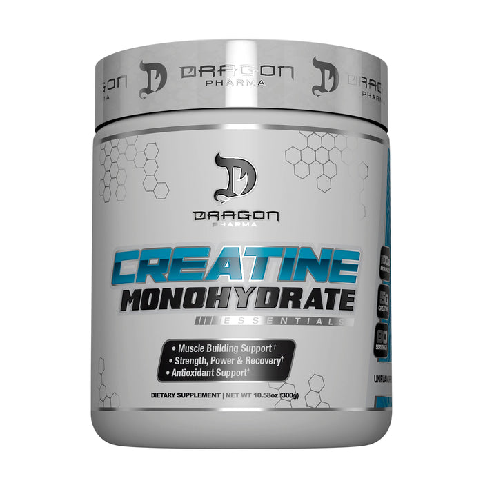 DRAGON PHARMA Creatine Monohydrate, Aid Muscle Recovery, Post-Workout Supplement, Antioxidant Support (60 Servings, Unflavored)