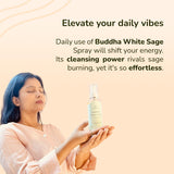 Buddha White Sage Spray Protection - Smudge Spray with Water Blessed by Buddhist Monks (1200+ Sprays) | Sage Spray for Cleansing Negative Energy and Protection | Salvia Blanca Para Limpiar (5.6 OZ)