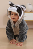 DarkCom Unisex Baby Animal Onesie Toddler Hooded Romper Halloween Cosplay Grey Raccoon Costumes Kids' Christmas Gifts 18-24 Months