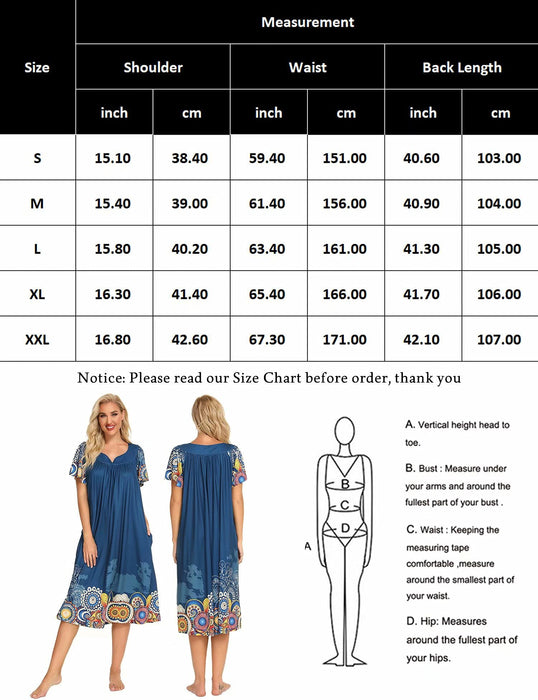 Bloggerlove Mandalas House Dresses for Women with Pockets Summer Mumu Duster Housecoat Women Elderly Robes Short Sleeve Patio Dress Nightgowns Cotton