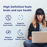 High Definition™ Blue Light Eye & Brain Supplement with Lutein, Zeaxanthin, Bilberry - Supports Cognitive & Visual Function - Protect Your Eyes from Excessive Screen Time (60 Capsules)