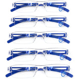 AQWANO Rimless Reading Glasses Computer Blue Light Blocking for Women Men, 5 Pack Clear Frame Readers Anti Glare/Eyestrain Lightweight Comfortable, 1.75