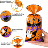 VOVEA Halloween Treat Bags, 100PCS Halloween Goodie Bags Candy Bags with Twist Ties, Trick or Treat Bags, Cute Halloween Cookies Gift Bags for Halloween Party Supplies Favors