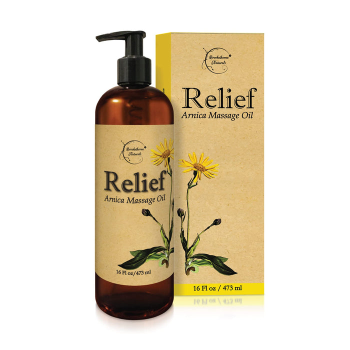 Relief Arnica Massage Oil for Massage Therapy & Home Use Therapeutic Massaging Oil Great for Lymphatic Drainage, Sore Muscles & Joints. All Natural with Arnica Montana & Lemongrass Essential Oil