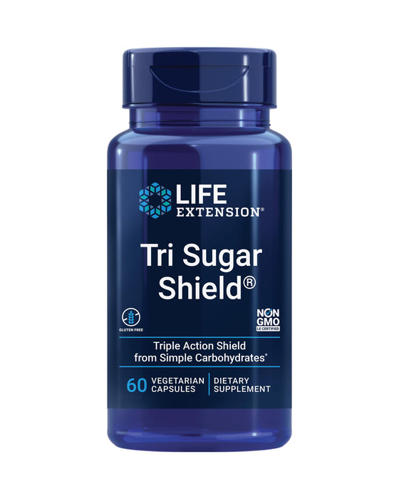 Life Extension Tri Sugar Shield - Promote Healthy Glucose Metabolism - Sorghum Bran, White Mulberry and Phloridzin Apple Extract - Gluten Free, Non-GOM, Vegetarian - 60 Capsules