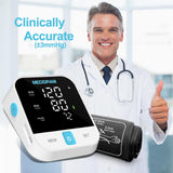 MEDGRAM Automatic Upper Arm Blood Pressure Monitor with Backlit LED Display, Adjustable Large Cuff (8.7-16.5 inches / 22-42cm), One-Click Measurement, Heart Rhythm Detection, 2 Users, 240 Sets Memory