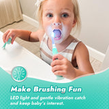 Papablic Toddler Sonic Electric Toothbrush for Ages 1-3 Years, Baby Electric Toothbrush with Cute Dino Cover and Smart LED Timer, 4 Brush Heads (Jo)