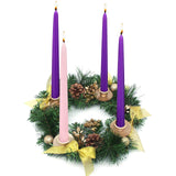 CoCo-Life Christmas Advent Candles, Unscented Dripless 10 Inch Tall Long Thin Colored Wax Tapered Candlesticks for Seasonal Celebration, 4 Packs (3 Purple and 1 Pink) 8 Hours Burn Time