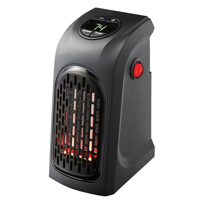 Ontel Handy Heater Plug-In Personal Heater for Quick and Easy Heat, Features Compact Design, Digital Display, and On/Off Timer - Great for Travel