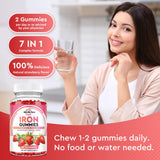 ReviNutra Iron Gummies - with Calcium, Zinc, Folate & Vitamin B12, C,B6 for Adults & Kids - Blood Builder & Energy Support for Iron Deficiency, Anemia, Vegan - 60 Gummies
