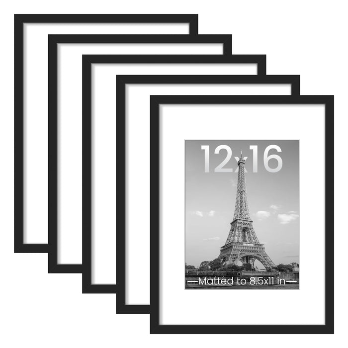upsimples 12x16 Picture Frame, Gallery Wall Frames Set of 5, Black