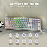 Wireless Mechanical Gaming Keyboard, 100 Keys Retro Keyboard Hot Swap, 3-Mode BT/2.4G/USB-C, 3000mAh Battery, Rainbow Backlit Ergonomic Keyboard with Wrist Rest Win/Mac, Silent Switch, Creamy Gray