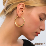 Gold Thick Hoop Earrings Chunky Gold Hoops Steling Silver Post Thick Hoop Earrings For Women Hypoallergenic Large Gold Hoop Lightweight Gold Chunky Hoops Big Gold Hoop Earrings 20/30/40/50/60MM