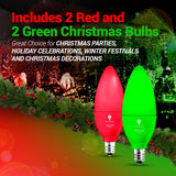 Bluex Bulbs LED 6-Pack Light Bulb, E12 Base, 4W, 450 Lumen, Red, Ideal for Party Decoration, Porch Holiday Lighting, Candelabra Bulbs - Christmas Light Bulbs