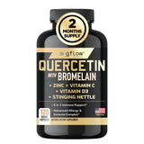 Quercetin with Vitamin C and Zinc - Quercetin 500mg - Quercetin with Bromelain - Zinc Quercetin - Stinging Nettle -120 Veggie Caps. Quercetin Supplements + Vitamin D3 (Non-GMO, Gluten-Free, Vegan)