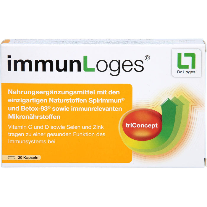 immunLoges® - 20 capsule dietary supplement with the unique natural substances Spirimmun® and Betox-93® as well as immune-relevant micronutrients