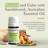 Pranarom USDA Certified Organic Australian Sandalwood Essential Oil (5ml), 100% Pure Natural Therapeutic Grade for Home Diffusing, Aromatherapy, Skincare, Candle Making, DIY Perfumes