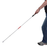 Mondo Medical Blind Cane Mobility Stick - 53in Reflective Red and White Cane with Marshmallow Ball Tip, Seeing and Sight Impaired Foldable Blind Walking Stick for Visually Impaired Men and Women