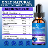 Glucosamine Chondroitin Liquid Drops 2000mg, Liposomal Glucosamine Chondroitin MSM, Chondroitin & Glucosamine Nutritional Supplements w/Turmeric Extract, Hyaluronic Acid, Quercetin & Bromelain