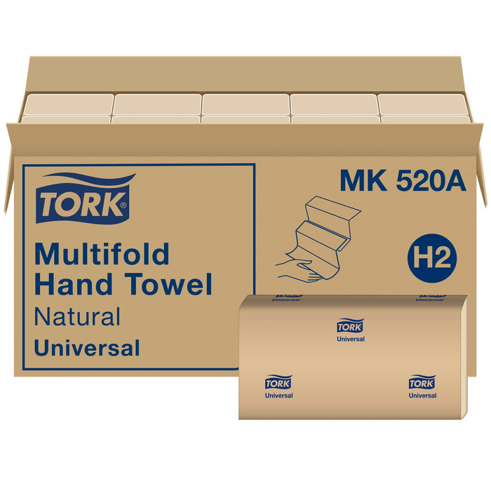Tork Multifold Hand Towel, Natural, 16 packs x 250 sheets, MK520A
