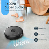 Robot Vacuum and Mop Combo, 3 in 1 Mopping Robotic Vacuum with Schedule, App/Bluetooth/Remote, Max Suction 1600Pa, Self-Charging Robot Vacuum Cleaner, Slim, Ideal for Hard Floor, Pet Hair, Carpet