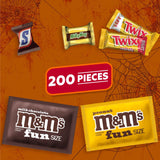 M&M'S Milk Chocolate, M&M'S Peanut, SNICKERS, TWIX & MILKY WAY Milk Chocolate Individually Wrapped Halloween Candy Trick or Treat Variety Pack, 200 Ct Bulk Bag