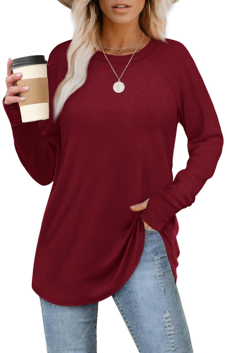 XIEERDUO Womens Tops Dressy Casual Long Sleeve Christmas Tops for Women 2023 Burgundy M