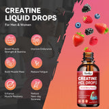 Creatine HCL Liquid Drops for Men & Women, Creatine Hydrochloride with L-Carnitine, L-Glutamine, BCAA, Vitamin B12 & B6 for Muscle Growth & Recovery-Vegan, Mixed Berry Flavor Flavor, 2 Fl Oz