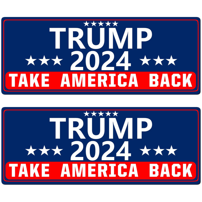 Shmbada 2 PCS Trump 2024 Take America Back Magnetic Bumper Sticker for Cars - Support Trump Vehicle Magnet Sign Decal, Blue 10 x 3.5 Inches
