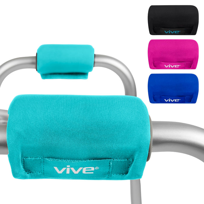 Vive Walker Handle Cushions - Padded Hand Covers - Soft Padding Medical Accessories for Folding Rolling Wheelchair, Rollator Handle, Senior, Elderly Grippers - Foam Crutch Pads Grips - Mobility Aid (Teal)