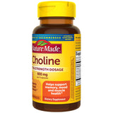 Nature Made Extra Strength Dosage Choline Supplements 800 Mg Per 3 Capsules, Brain Health, Mood, Muscle & Liver Support, Vegetarian, 60 Capsules, 20 Day Supply