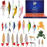 2024 Advent Calendar Fishing Christmas Countdown 24 Days Fishing Lures Set for Adult Men Teen Boys Father Boyfriend Granpa, 2024 Xmas Surprise Gift for Fishing Lover (24 Days)