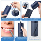 Water Flosser Dental Oral Irrigator Teeth Cleaner Portable Travel Rechargeable Cordless,IPX7 Electric Plaque Remover 3 Modes 3 Jet Tips 140ml Blue