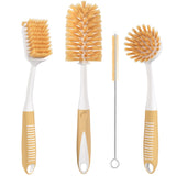 Dish Brush Set of 4 with Bottle Water Brush, Dish Scrub Brush, Scrubber Brush and Straw Brush - Kitchen Scrub Brushes Ergonomic Non Slip Long Handle for Cleaning Cleaner Wash Dish Sink Dishes Cup Pot