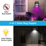 Solar Bug Zapper, 3-in-1 Solar Electric Mosquito Killer Lamp, Motion Sensor LED Lights for Illumination and Eliminate Bugs, Moths, Mosquitoes, 2 Pack Insect Killer Fly Trap for Outdoor Use