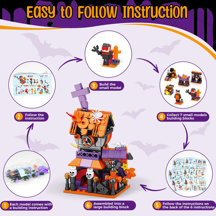 31-Day Halloween Advent Calendar 2024 | Spooky Haunted House, Ghosts, Bats & Pumpkins Building Block| Fun Countdown Halloween Toy Gifts for Kids