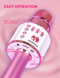 BONAOK Bluetooth Karaoke Wireless Microphone,3-in-1 Portable Handheld Karaoke Mic Speaker Machine Christmas Birthday Home Party for Android/iPhone/PC or All Smartphone Q37 (Light Pinkcolor)