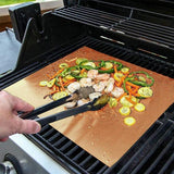 SKYBD Copper Grill Mats for Outdoor Grill（Set of 6), Nonstick & Easy to Clean BBQ Grilling Sheets, Reusable & Heavy Duty Mats Works on Outdoor Gas, Electric, Charcoal Grill